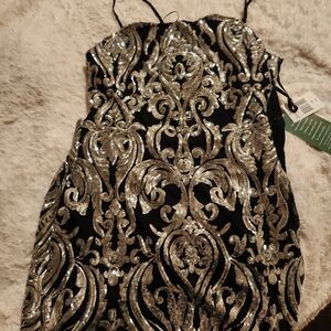 Elegant Black and Silver Sequin Dress